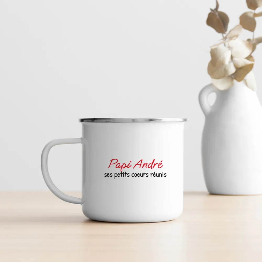 Mug personnalisé émaillé - Papi et ses petits coeurs|Cadeaux.com Online