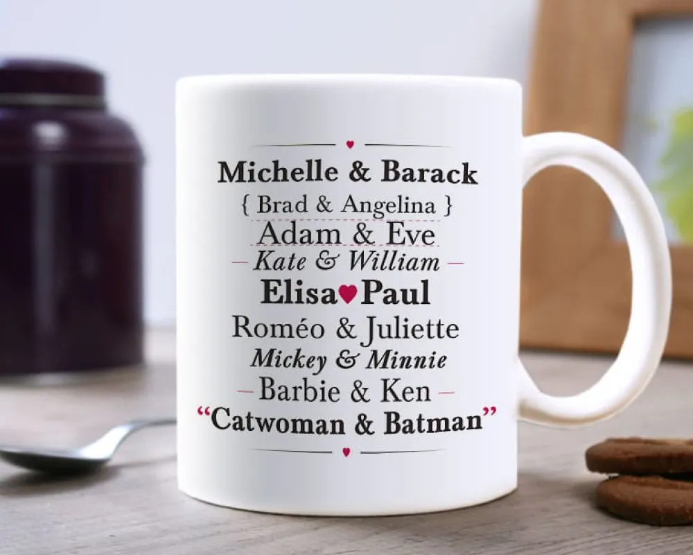 Mug personnalisé prénoms - Couples Célèbres|Cadeaux.com