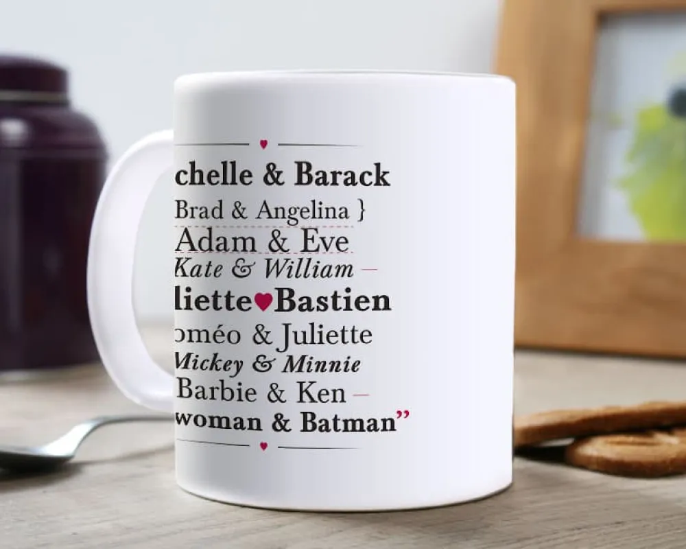 Mug personnalisé prénoms - Couples Célèbres|Cadeaux.com