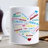 Mug personnalisé prénoms - Coeur Famille|Cadeaux.com Discount