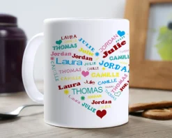 Mug personnalisé prénoms - Coeur Famille|Cadeaux.com Discount