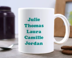 Mug personnalisé prénoms - Coeur Famille|Cadeaux.com Discount