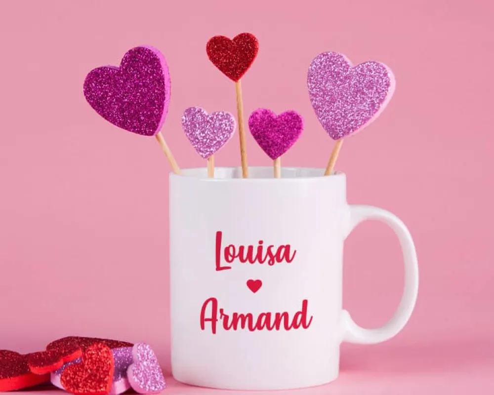 Mug personnalisé prénoms couple - Coeur|Cadeaux.com Online
