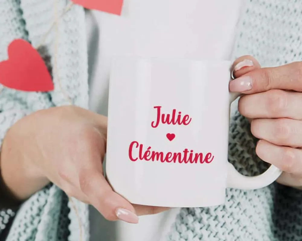 Mug personnalisé prénoms couple - Coeur|Cadeaux.com Online