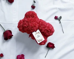Ours en roses avec carte personnalisée - Message|Cadeaux.com Online