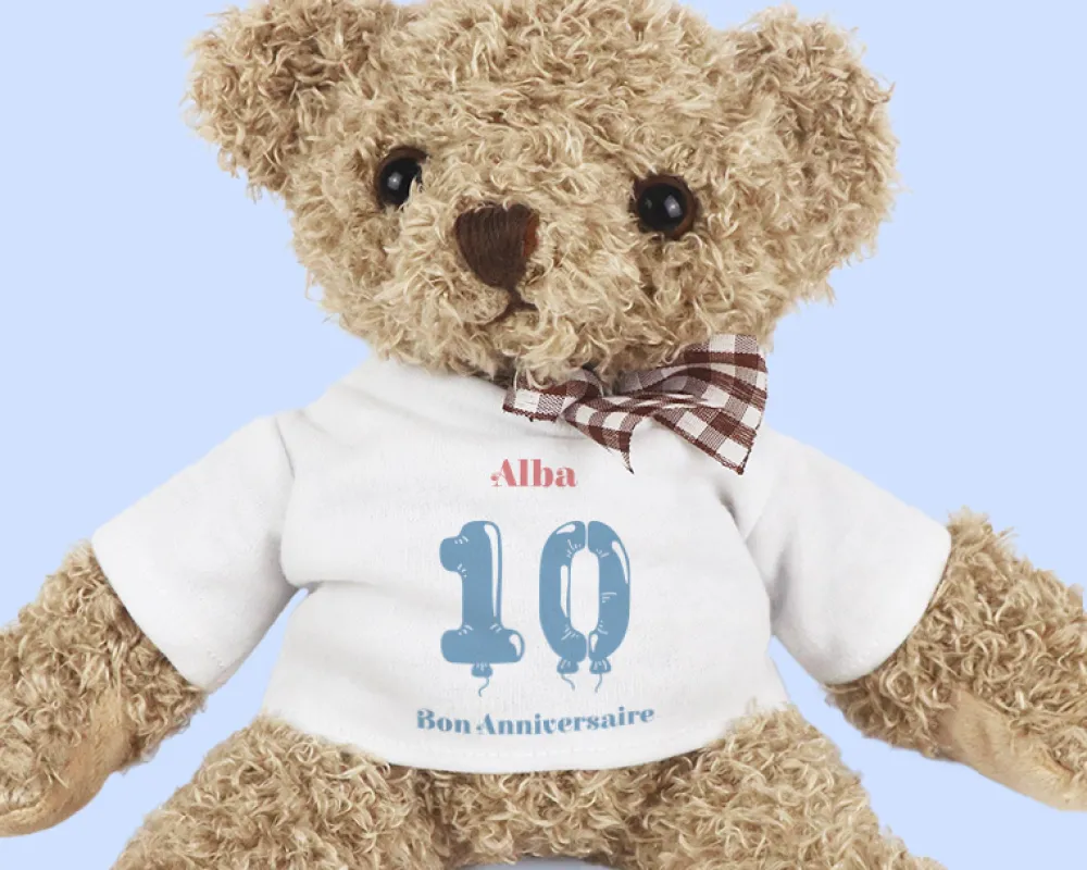 Ourson en peluche personnalisable anniversaire - Ballons|Cadeaux.com Clearance