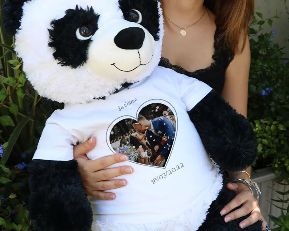 Panda Géant Personnalisable - Coeur Photo|Cadeaux.com Outlet