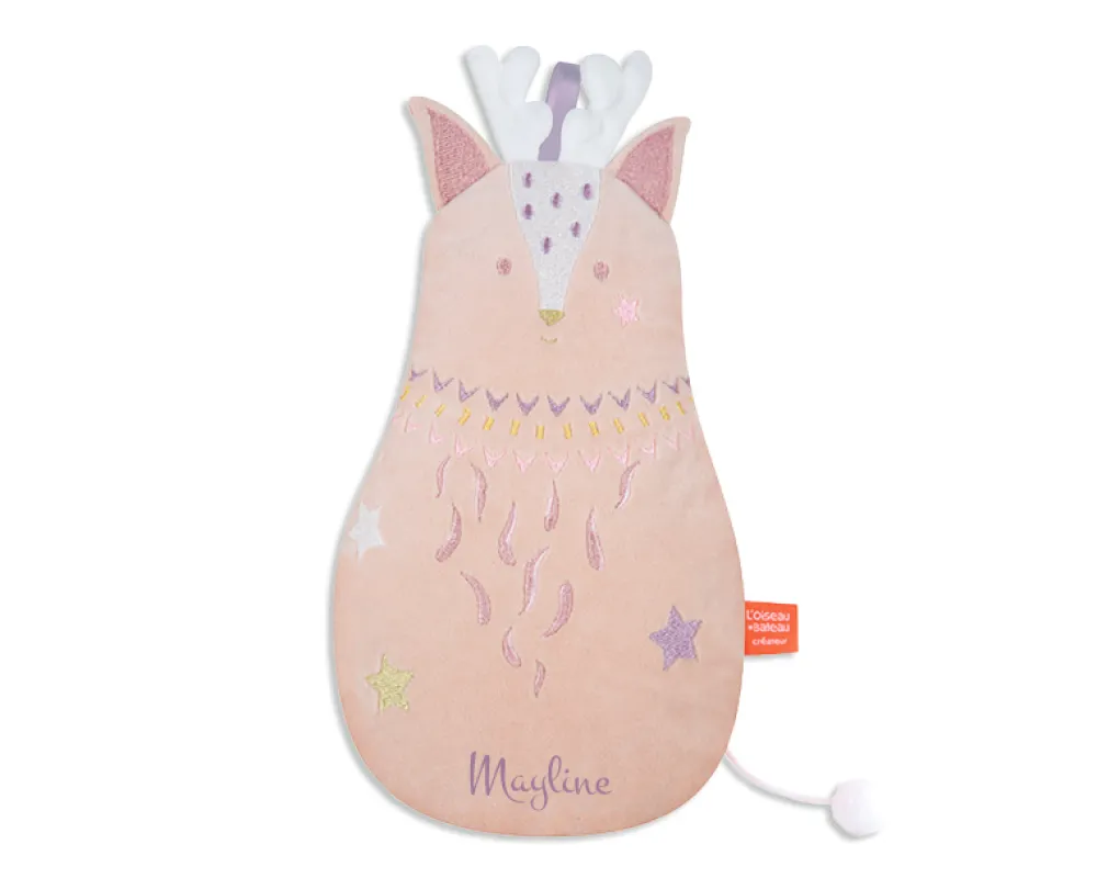 Peluche Musicale Brodée Personnalisable - Daim corail|Cadeaux.com Hot
