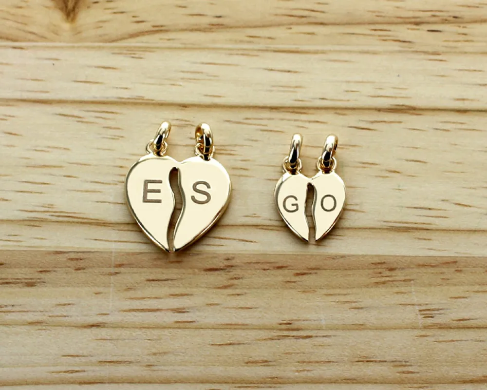 Pendentif personnalisé Coeur à Partager - Plaqué Or 14 carats|Cadeaux.com Online