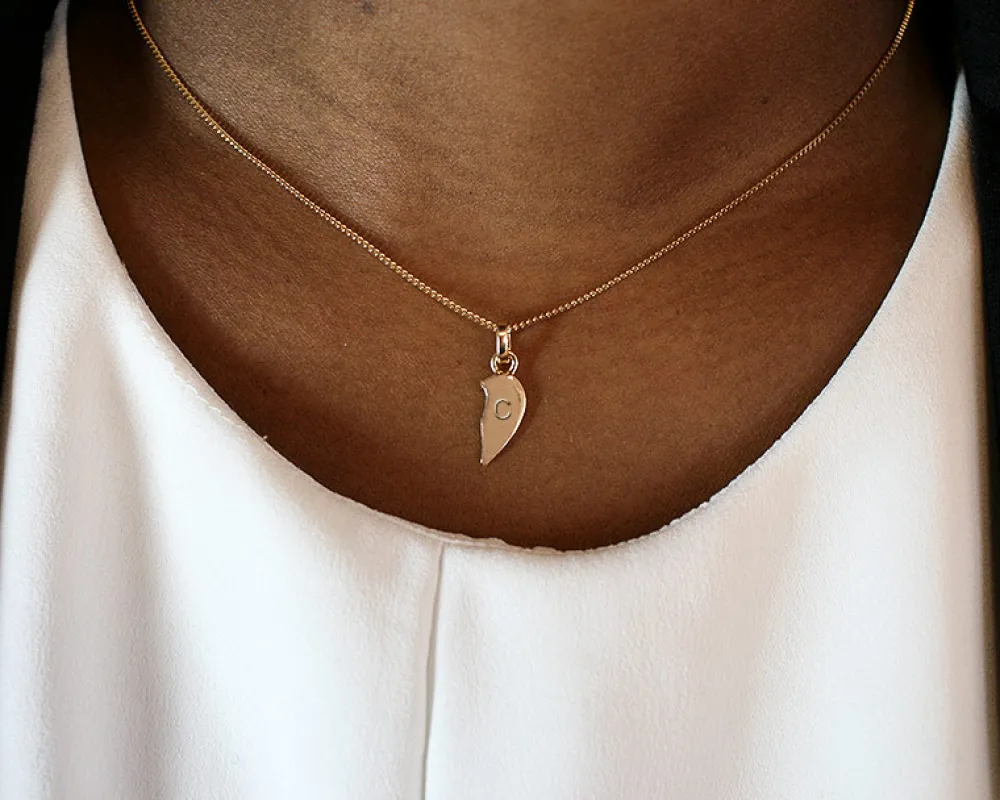 Pendentif personnalisé Coeur à Partager - Plaqué Or 14 carats|Cadeaux.com Online