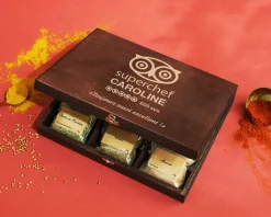 Petit coffret d'épices gravé Cuisine d'Excellence - 9 épices du monde|Cadeaux.com Sale