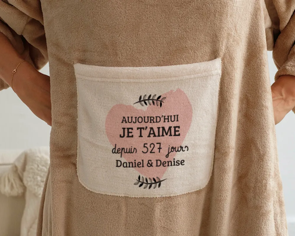 Plaid à manches personnalisé - Aujourd'hui je t'aime depuis|Cadeaux.com Sale