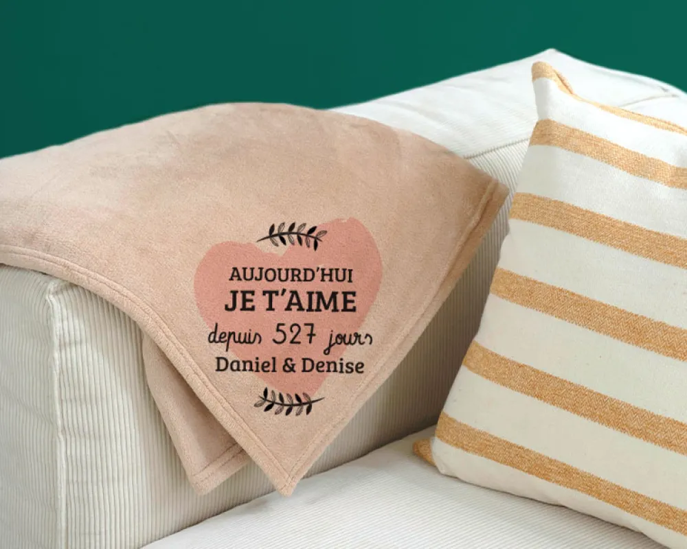 Plaid personnalisé couple - Aujourd'hui je t'aime depuis|Cadeaux.com Hot