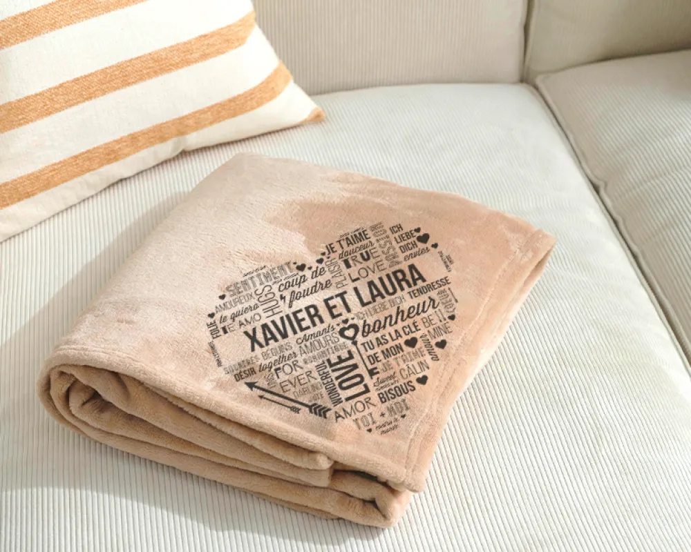 Plaid personnalisé couple - Mots d'Amour|Cadeaux.com Outlet