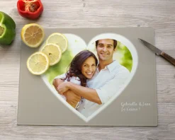 Planche à découper en verre personnalisée - Coeur Photo|Cadeaux.com Online
