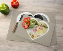 Planche à découper en verre personnalisée - Coeur Photo|Cadeaux.com Online