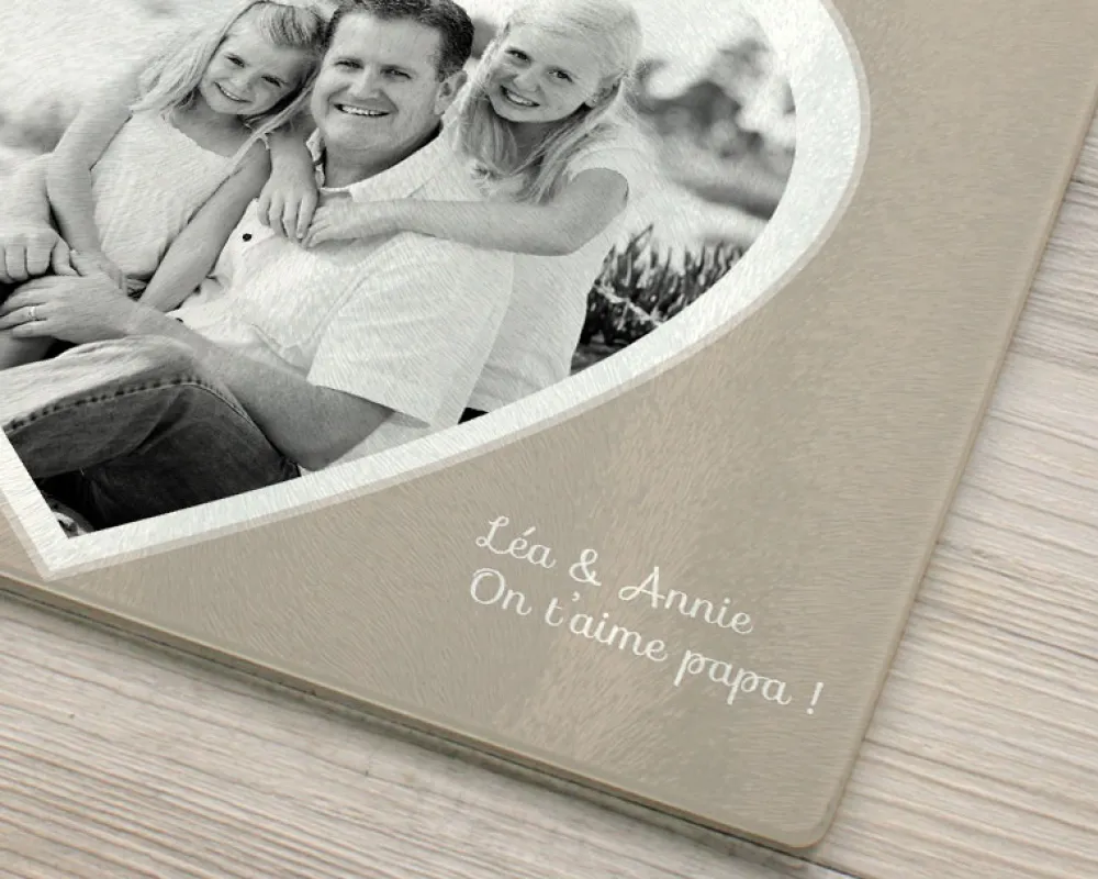 Planche à découper en verre personnalisée - Coeur Photo|Cadeaux.com Online