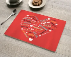 Planche à découper en verre personnalisée - Coeur Famille|Cadeaux.com New