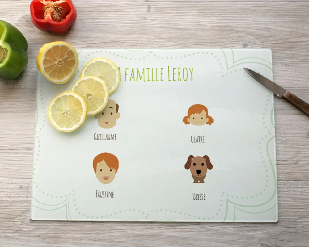 Planche à découper en verre personnalisée - Family Circus|Cadeaux.com Sale