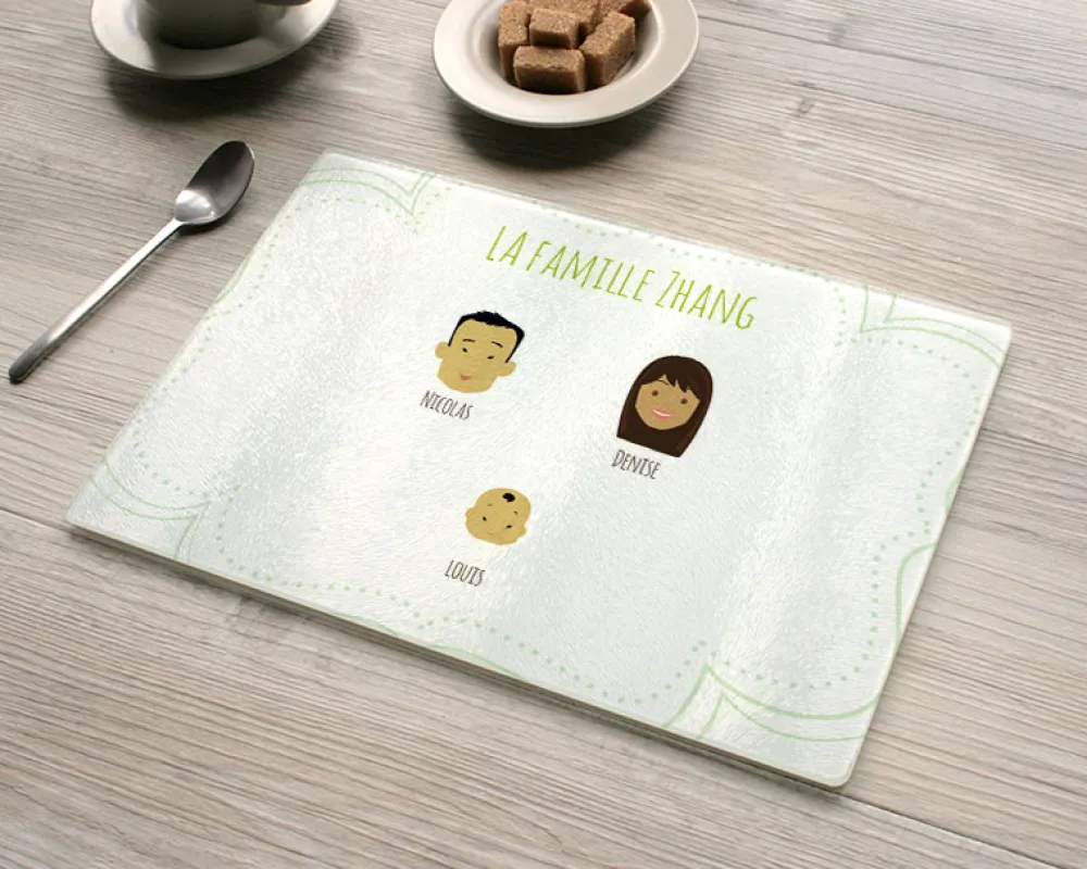 Planche à découper en verre personnalisée - Family Circus|Cadeaux.com Sale
