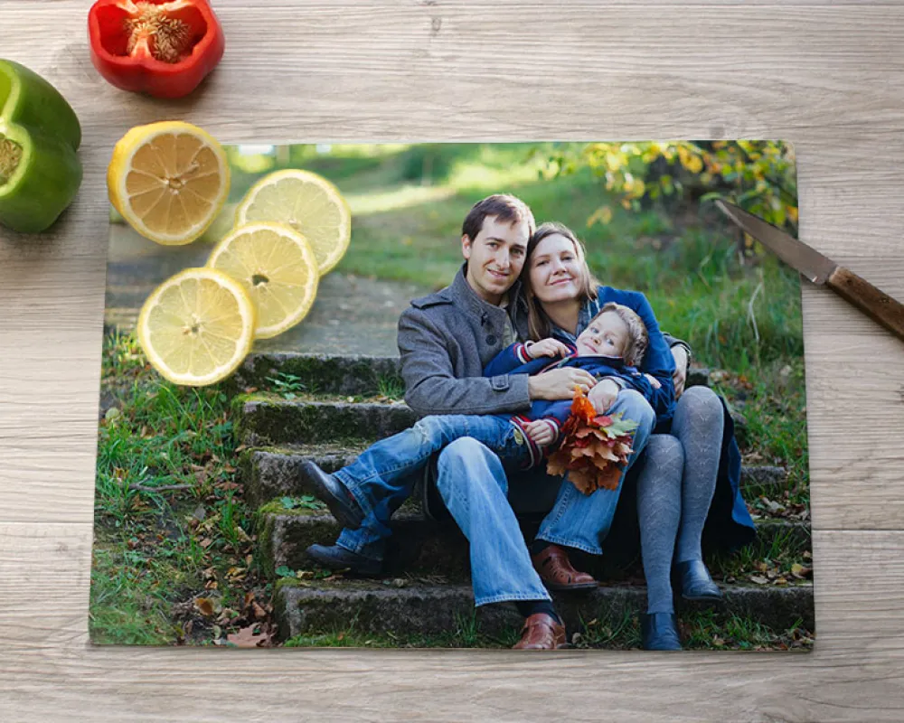 Planche à découper en verre personnalisée - Photo|Cadeaux.com New