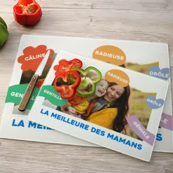 Planche à découper en verre personnalisée - Eclats de Couleurs|Cadeaux.com New
