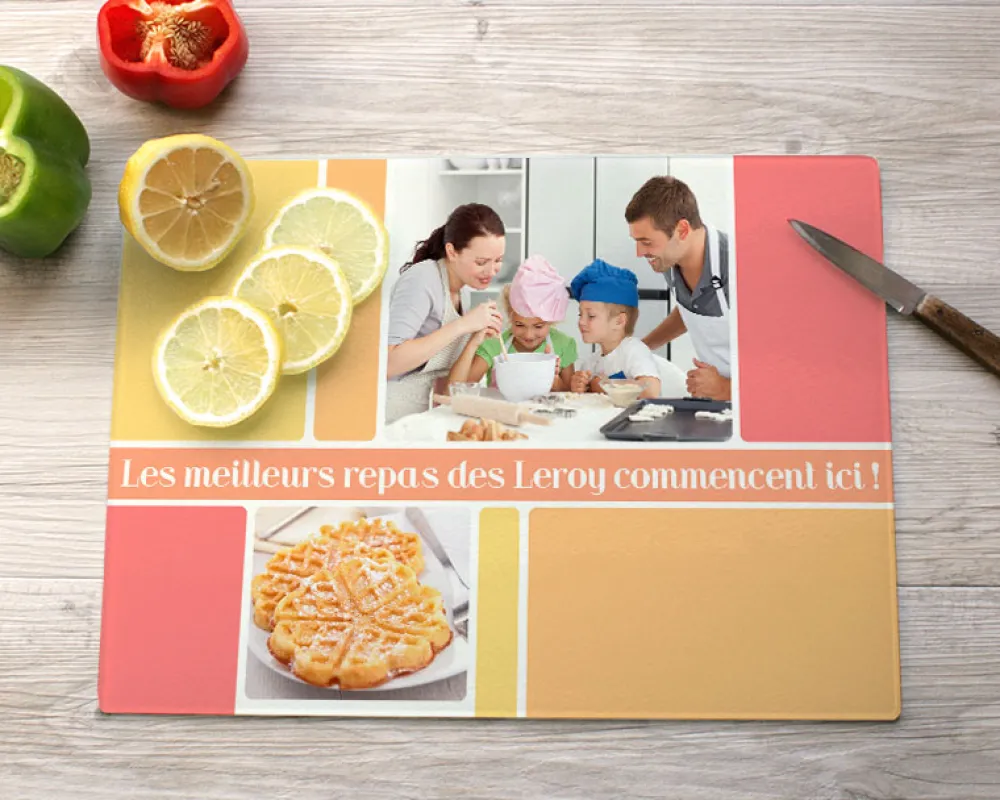 Planche à découper en verre personnalisée - Multi-photo|Cadeaux.com New