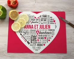 Planche à découper en verre personnalisée - Mots d'Amour|Cadeaux.com Outlet