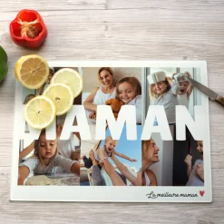 Planche à découper en verre personnalisée - Multi photos famille|Cadeaux.com Best