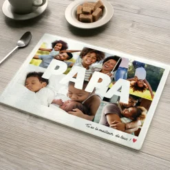 Planche à découper en verre personnalisée - Multi photos famille|Cadeaux.com Best