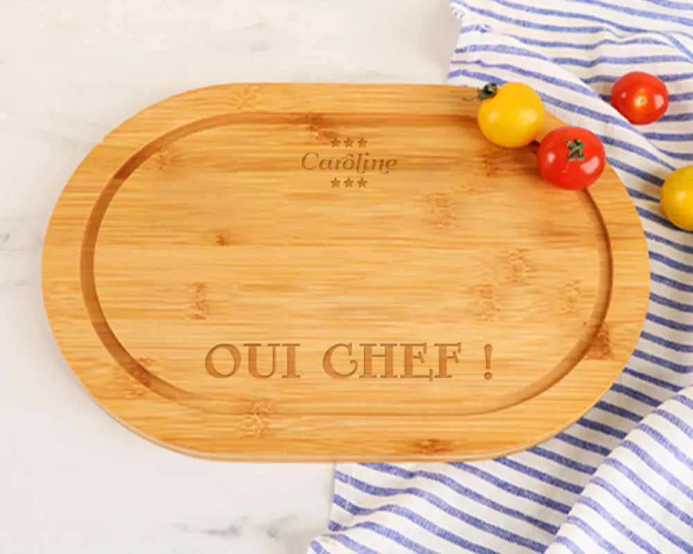 Planche à découper ovale personnalisée en bois - Oui Chef|Cadeaux.com Discount