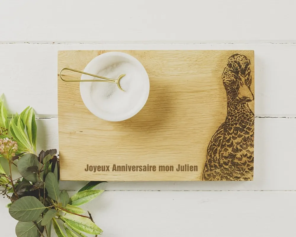 Planche à découper personnalisée en chêne écossais - Canard|Cadeaux.com Hot