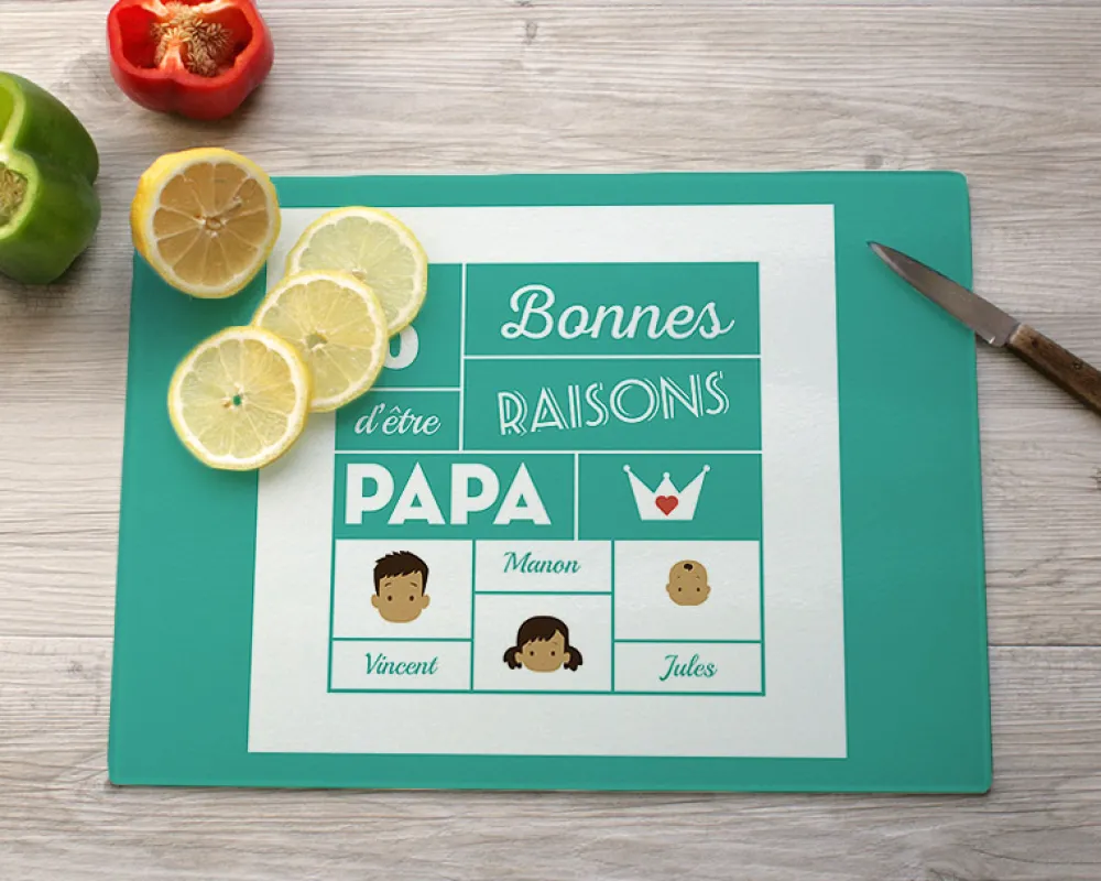 Planche à découper personnalisée papa - Family Circus|Cadeaux.com Online