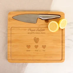 Planche à découper personnalisée - Papa et ses petits coeurs|Cadeaux.com Online