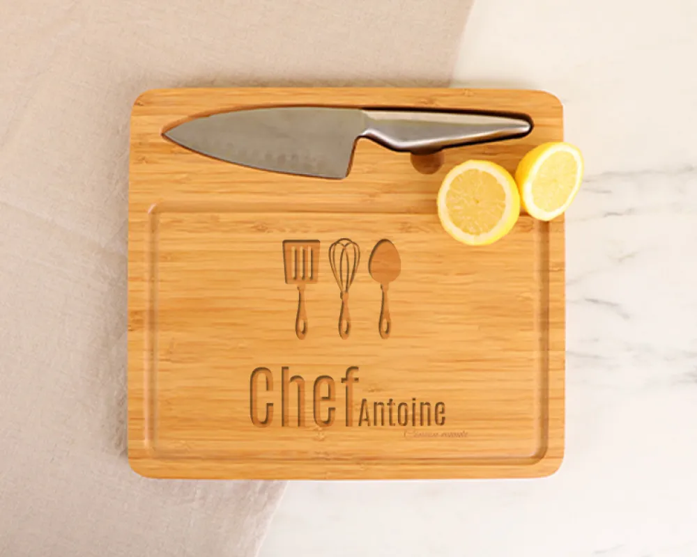 Planche à découper personnalisée avec couteau - Prénom|Cadeaux.com Clearance