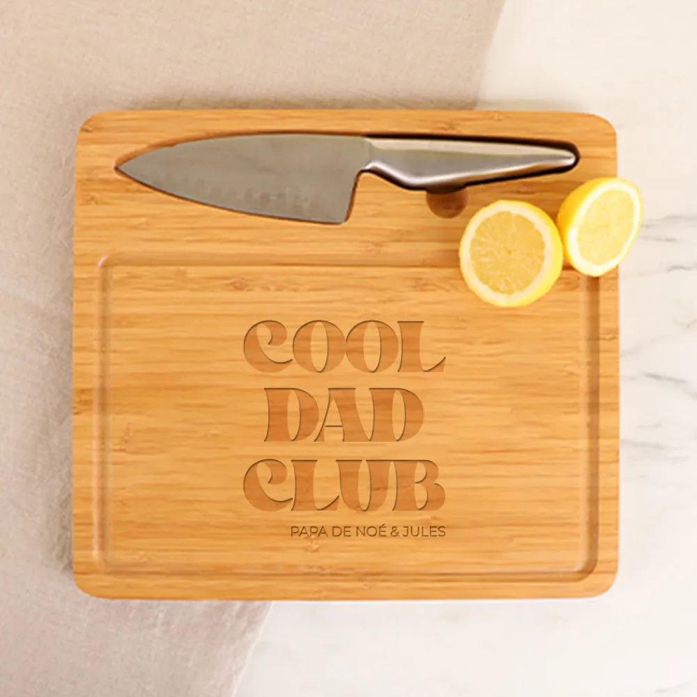 Planche à découper personnalisée avec couteau - Cool Dads Club|Cadeaux.com Online