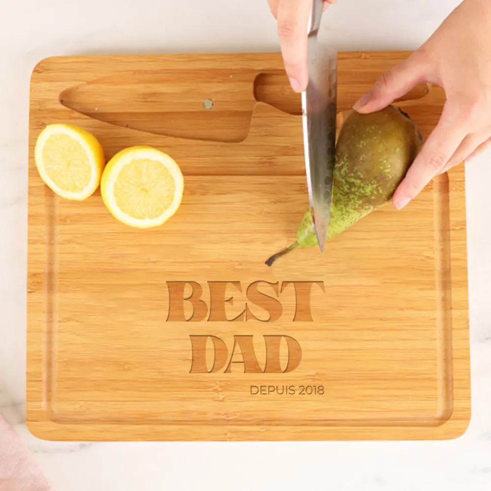 Planche à découper personnalisée avec couteau - Cool Dads Club|Cadeaux.com Online