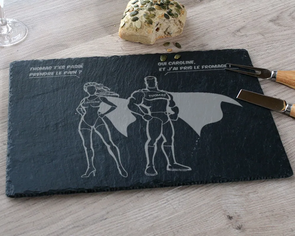 Plateau Ardoise Gravé - Super-Héros|Cadeaux.com New