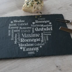 Plateau Ardoise Gravé Coeur Famille|Cadeaux.com Clearance
