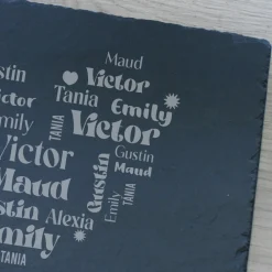 Plateau Ardoise Gravé Coeur Famille|Cadeaux.com Clearance