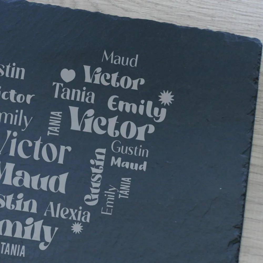 Plateau Ardoise Gravé Coeur Famille|Cadeaux.com Clearance