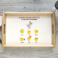Plateau en bois personnalisé - Famille poussins|Cadeaux.com New