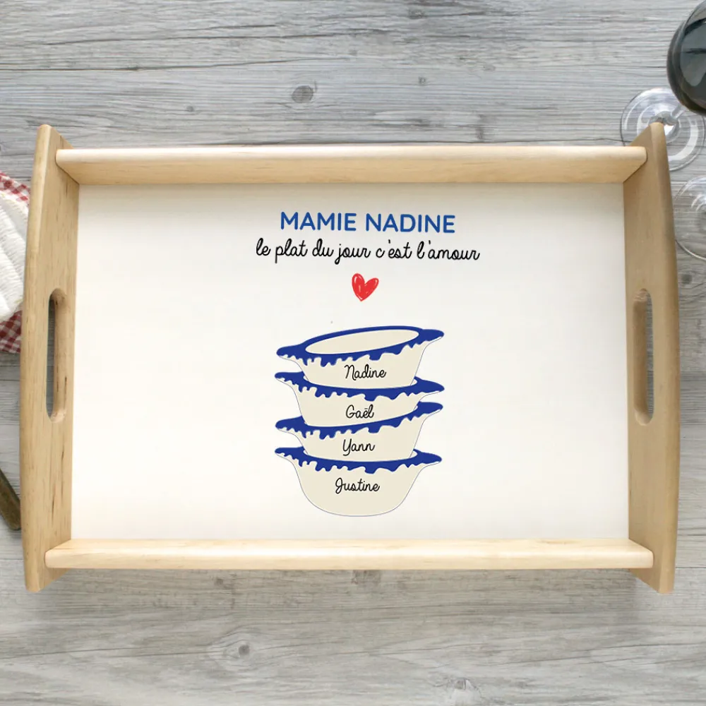 Plateau personnalisé - Bols prénoms famille|Cadeaux.com Discount