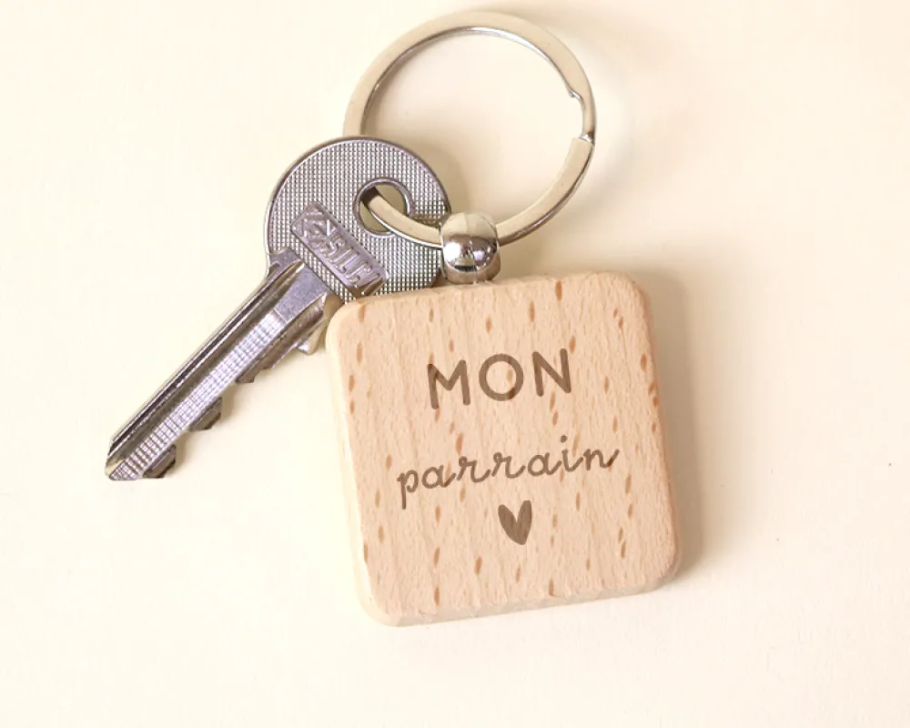 Porte-clés en bois personnalisé - Parrain|Cadeaux.com Clearance