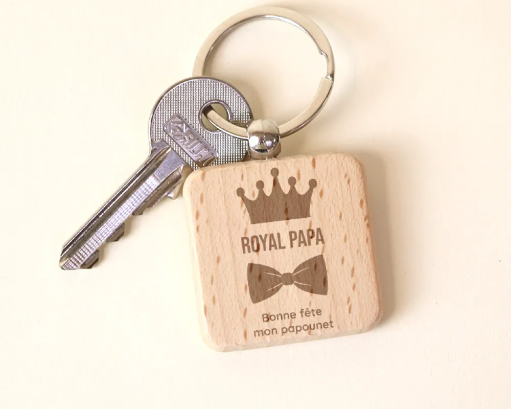 Porte-clés en bois personnalisé - Papa Royal|Cadeaux.com Discount