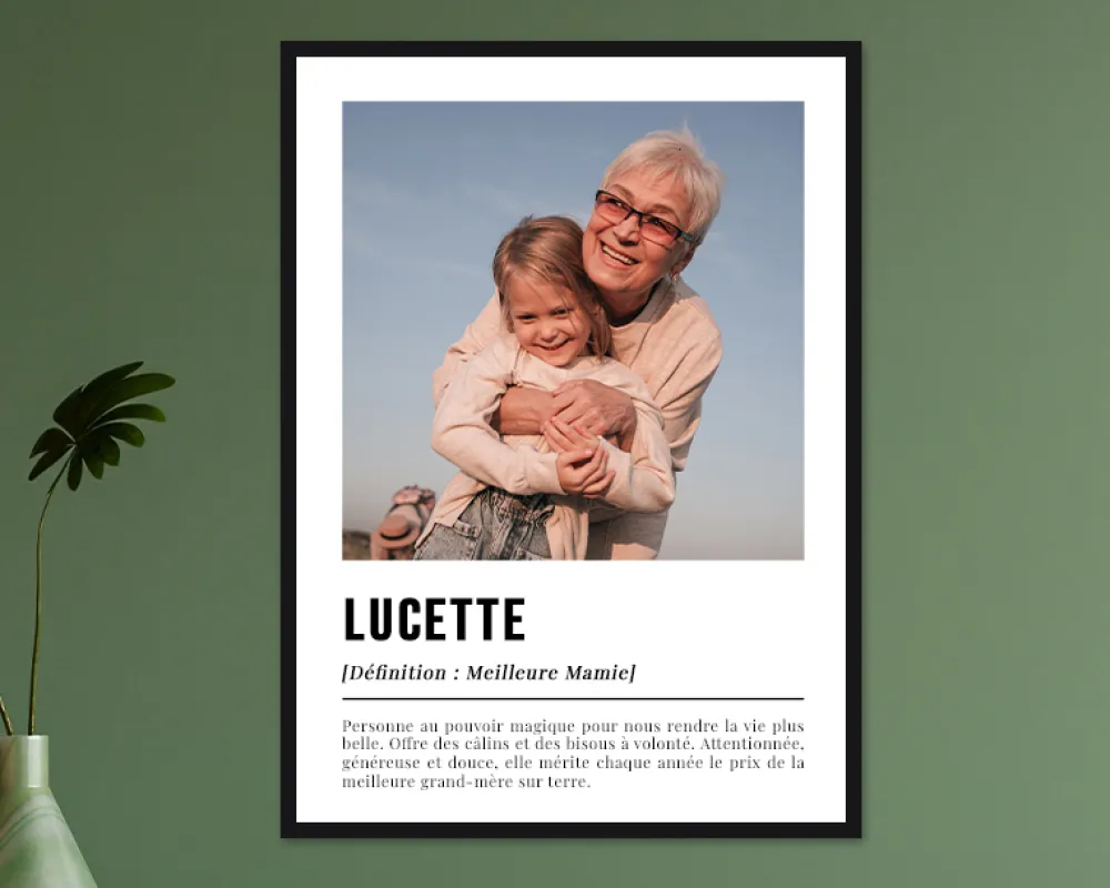 Poster photo personnalisé - Définition Mamie|Cadeaux.com Discount