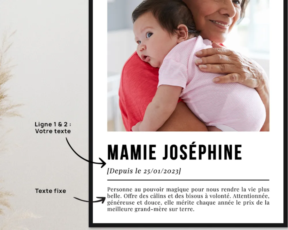 Poster photo personnalisé - Définition Mamie|Cadeaux.com Discount