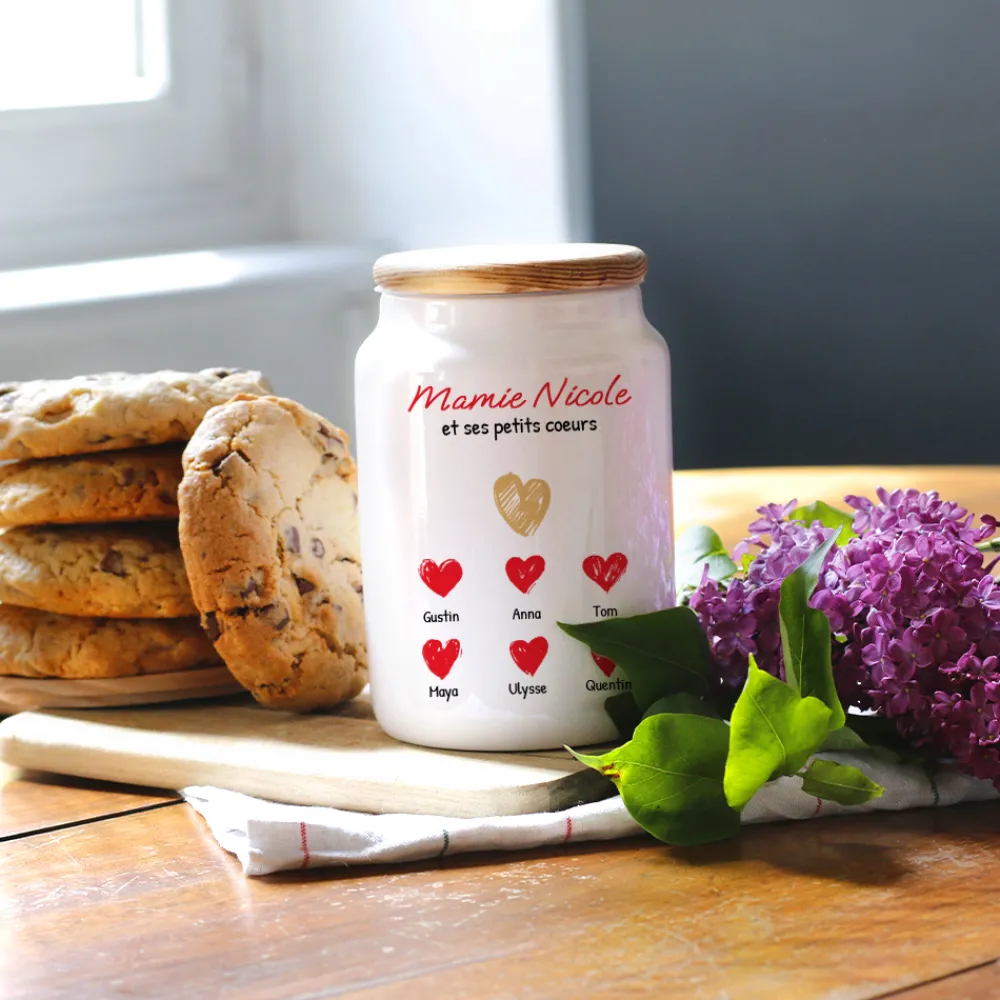 Pot à biscuits personnalisé - Mamie et ses petits coeurs|Cadeaux.com Sale