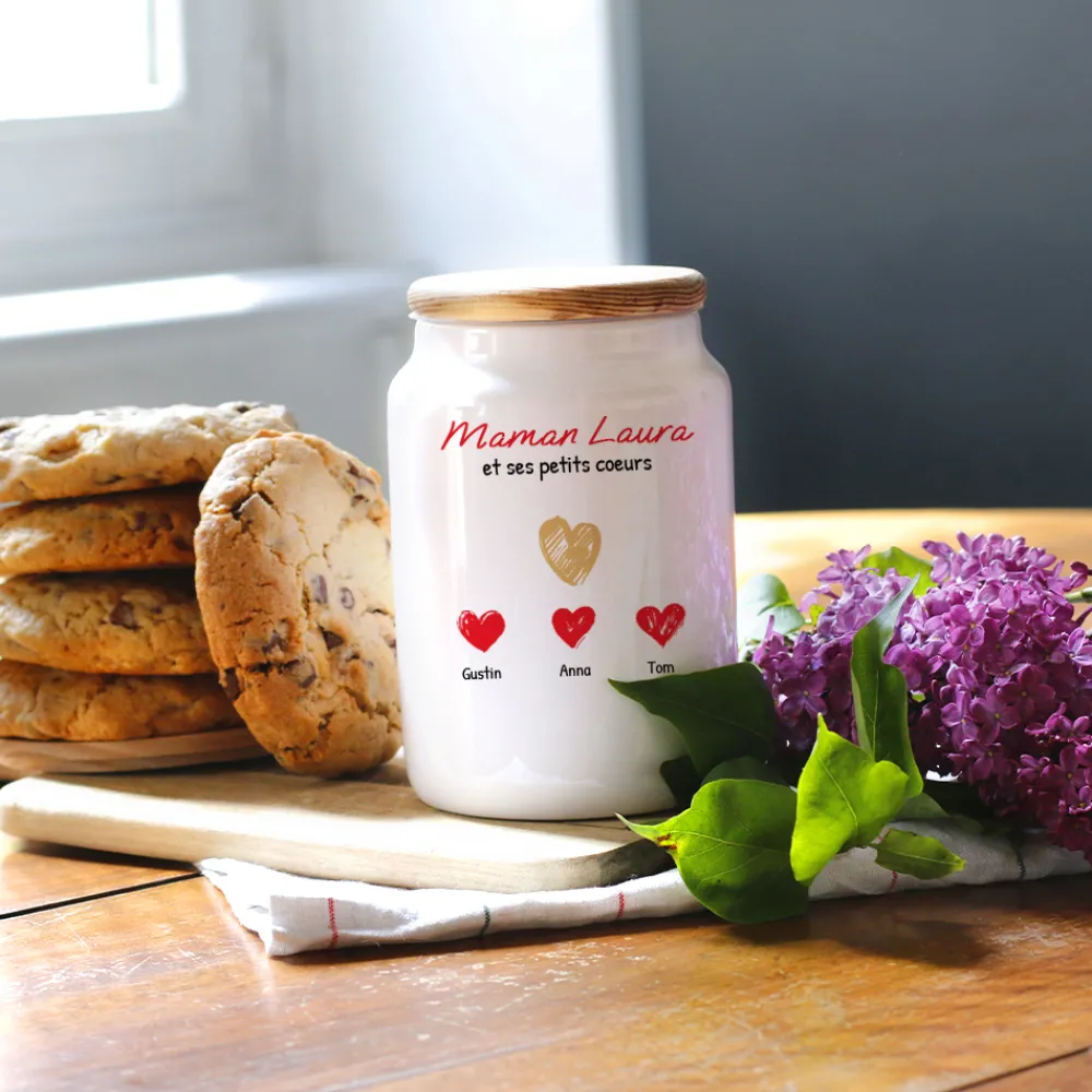 Pot à biscuits personnalisé - Maman et ses petits coeurs|Cadeaux.com Online