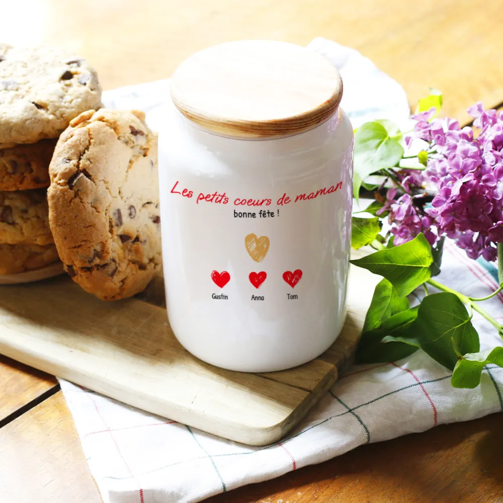 Pot à biscuits personnalisé - Maman et ses petits coeurs|Cadeaux.com Online